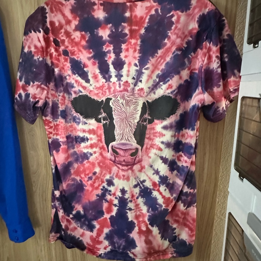 Colorful Tie-Dye Cow Print Kids Tee